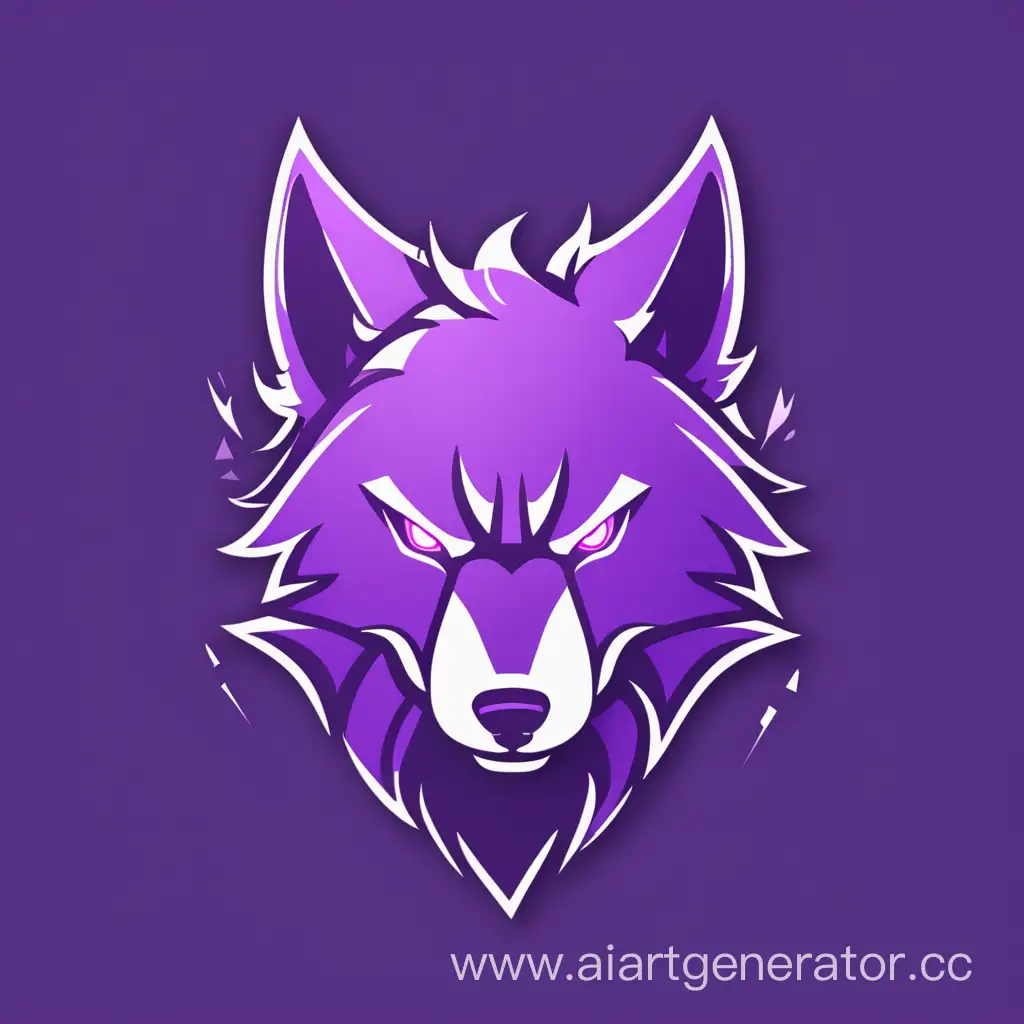 imagine logo for twitch channel, purple wolf, more electro, anime style, more details