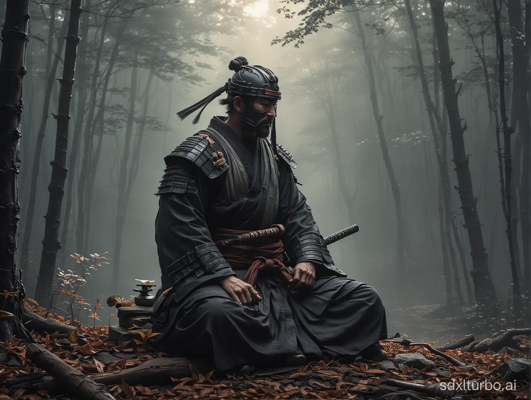 A meditaing ronin