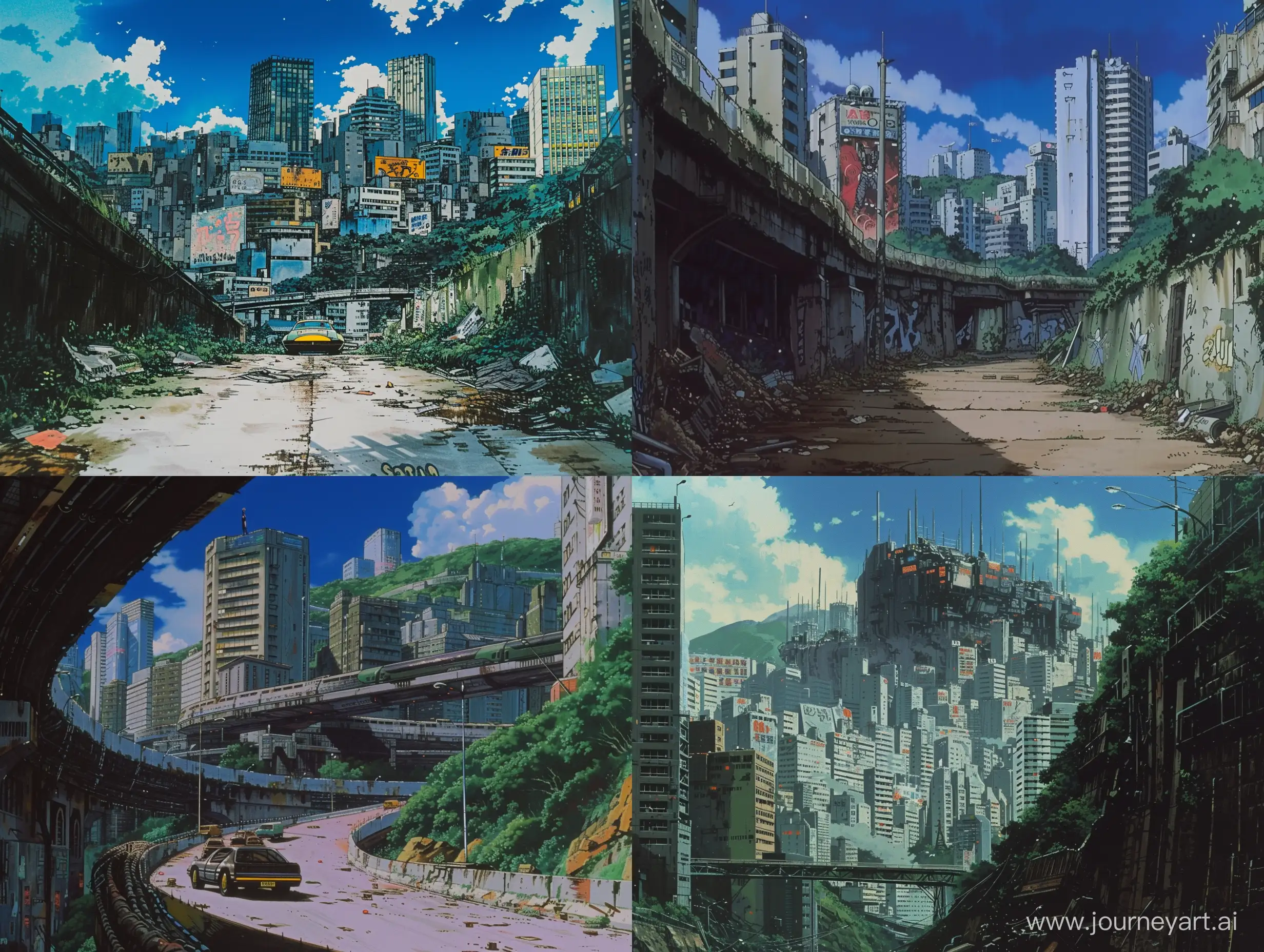 a old 90s cartoon still of a city, nostalgia, anime, akira 1988 still, full view, outside city environment, dystopian,


