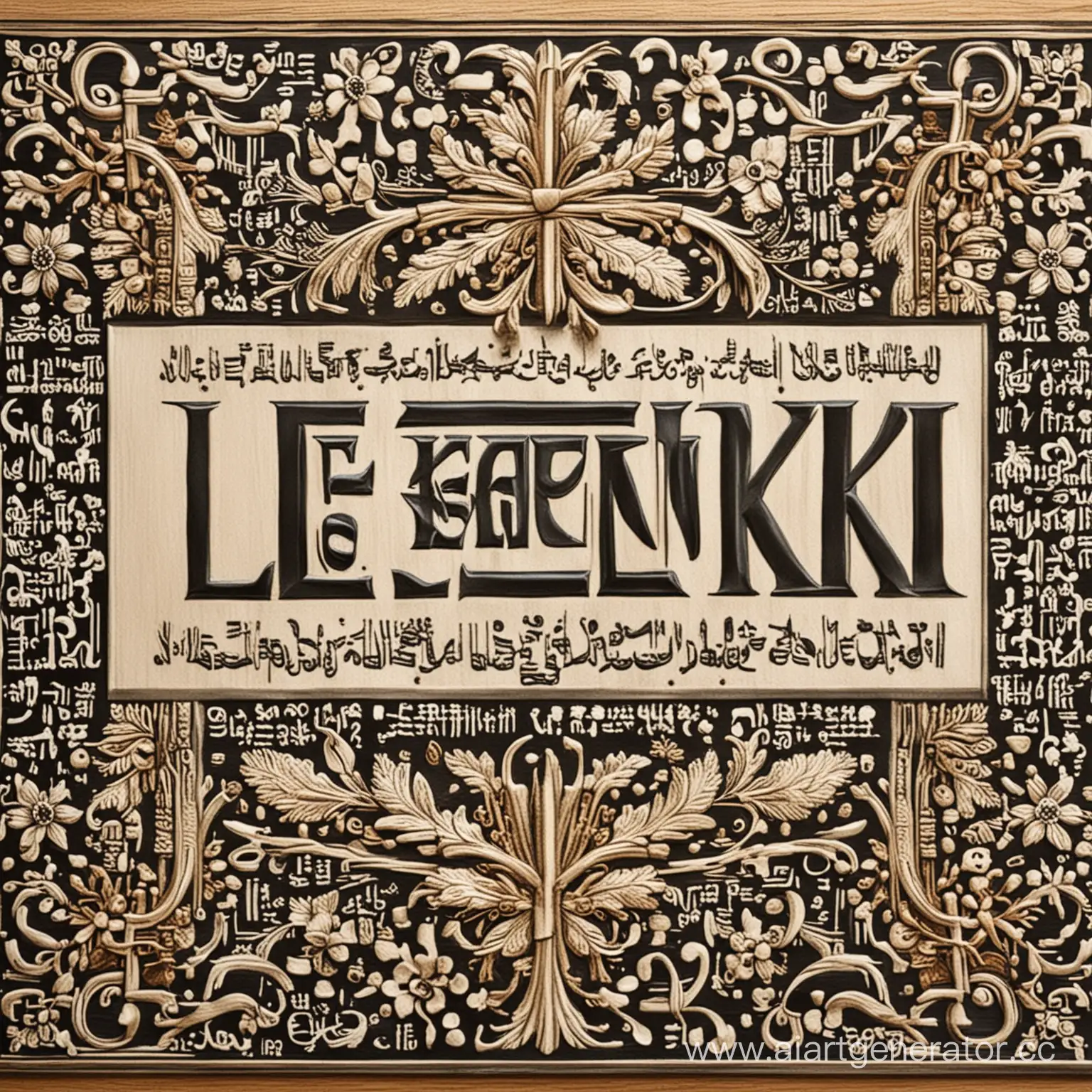 Надпись lejeerinki на финском языке в финском стиле с финским узором