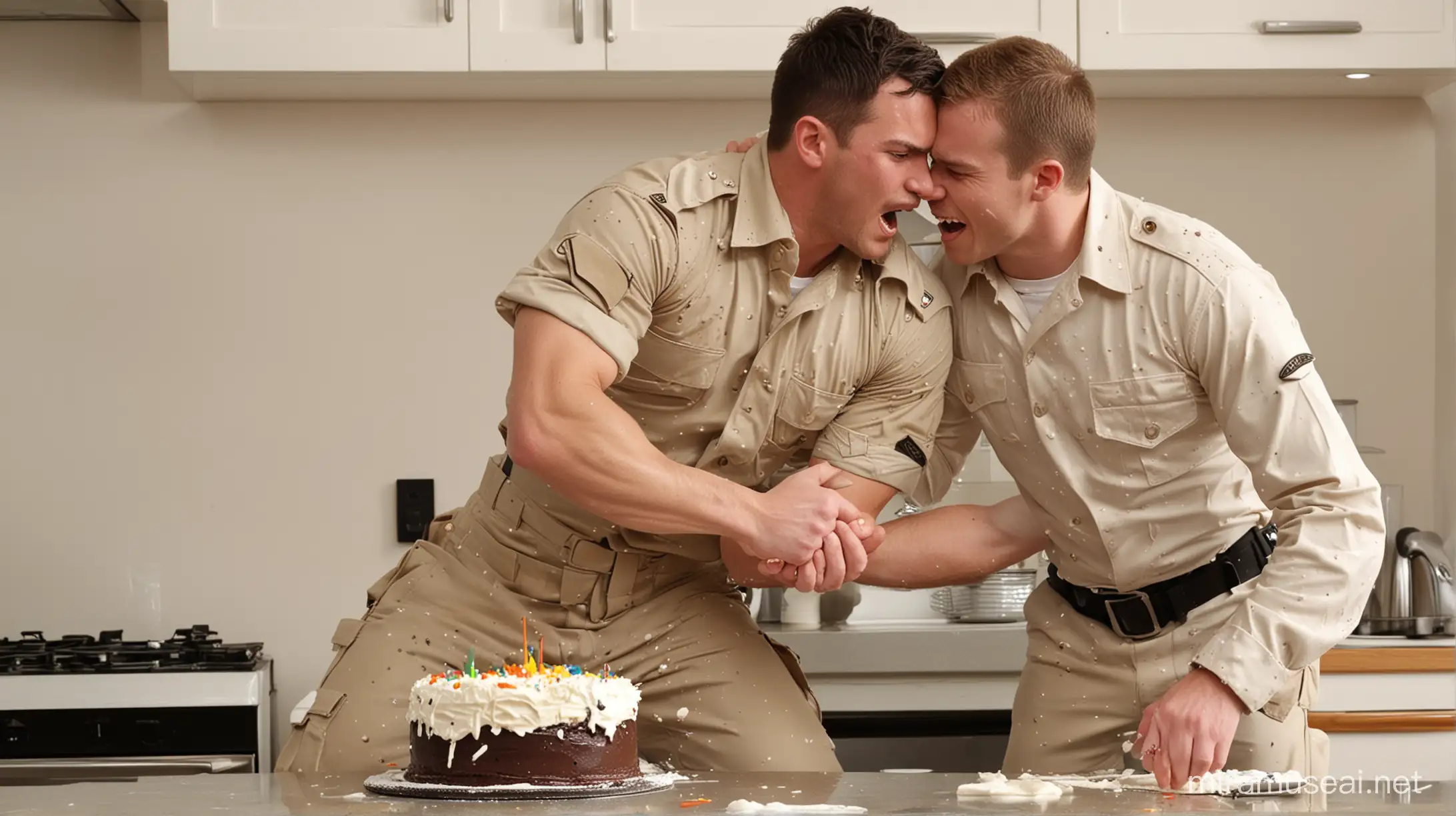 Wrestling Soldiers in Kitchen Cake Chaos