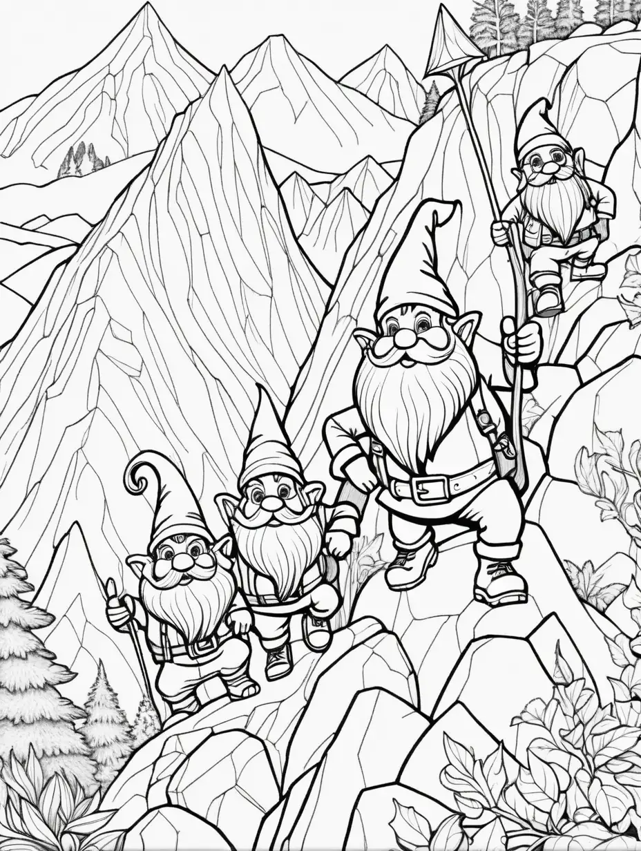 Gnomes Hiking Coloring Book for Adults