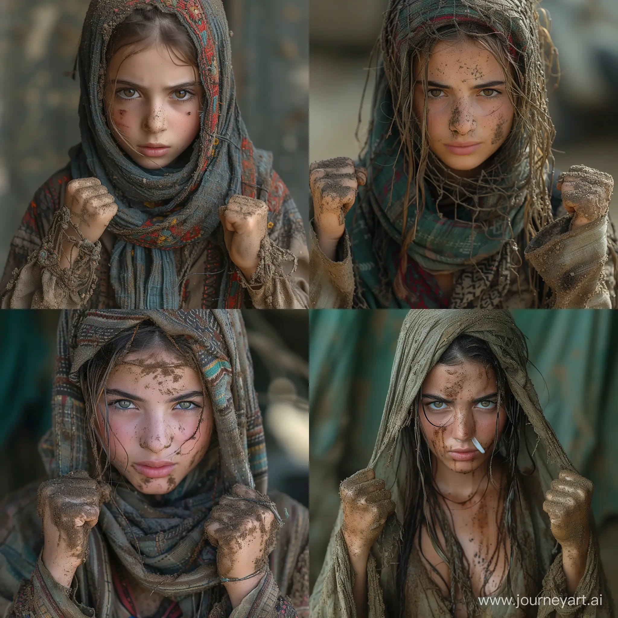 Determined-Rebel-Girl-in-Palestinian-Kufiya-Fighting-Pose