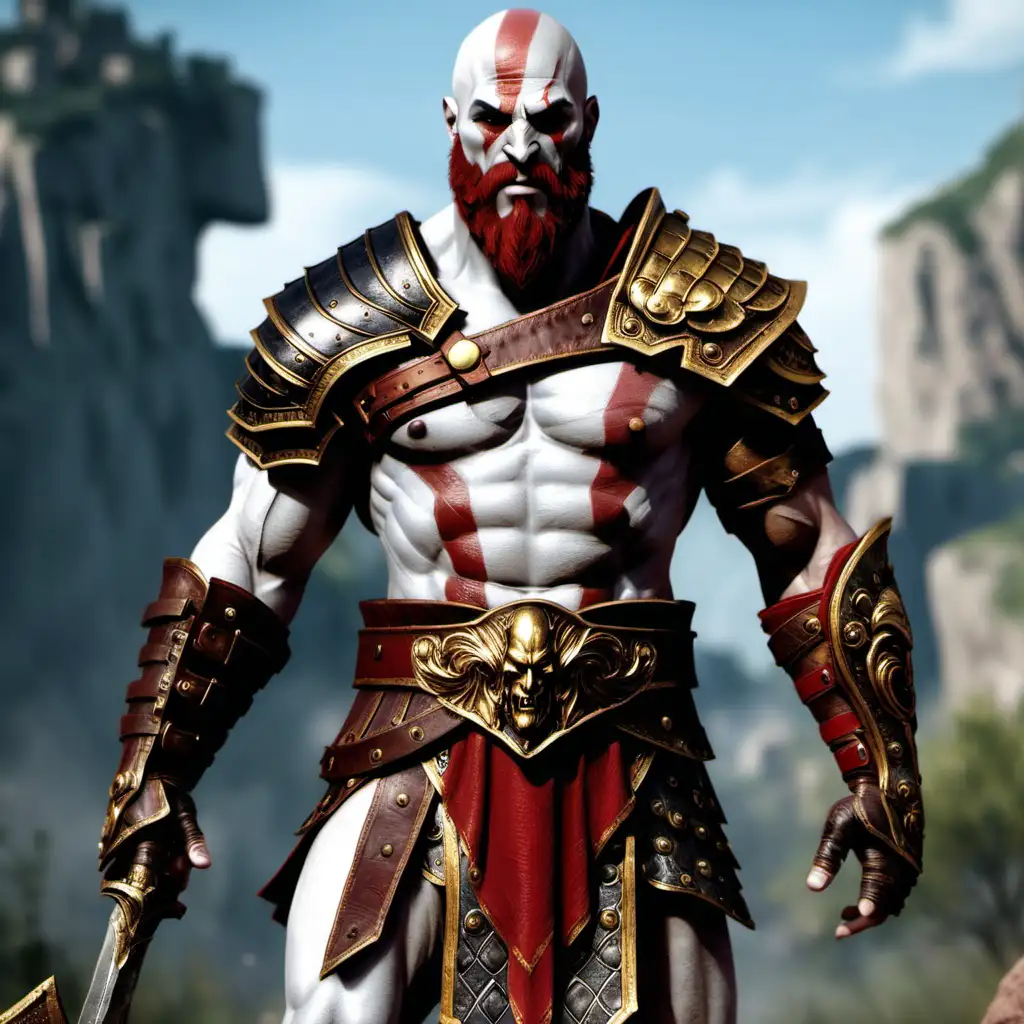 Kratos in Majestic Roman Armor Mythical Warrior Art