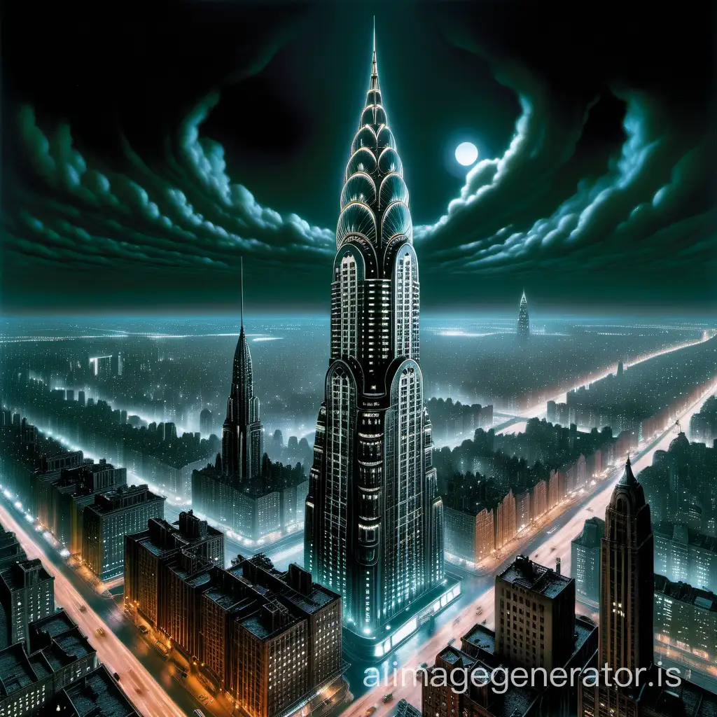 Cyberpunk-Erotic-Art-Chrysler-Building-Neon-Lights