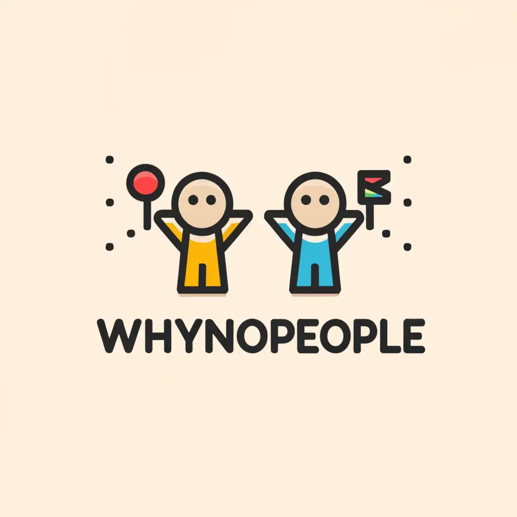 a logo design,with the text "WHYNOPEOPLE", main symbol:boy and girl Live video show,Moderate,clear background