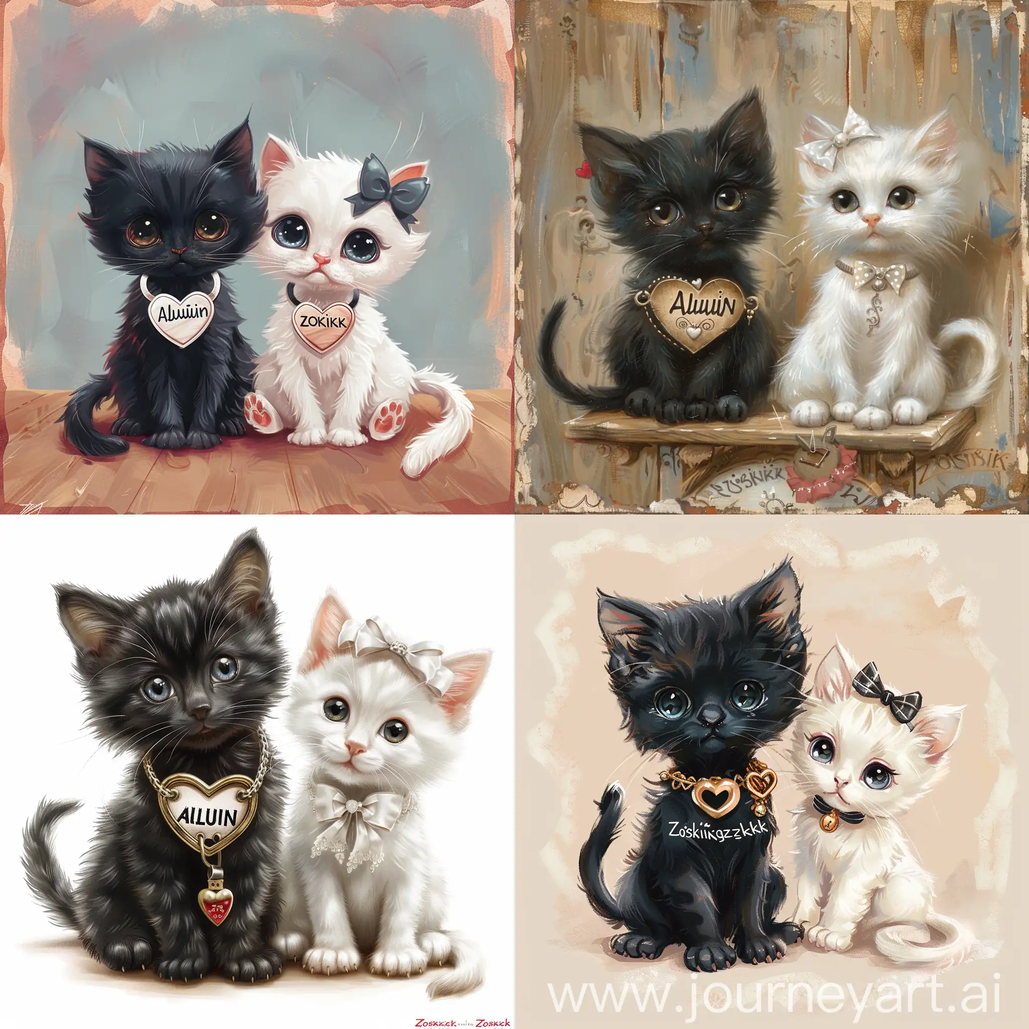 Adorable-Black-and-White-Kittens-with-HeartShaped-Collars