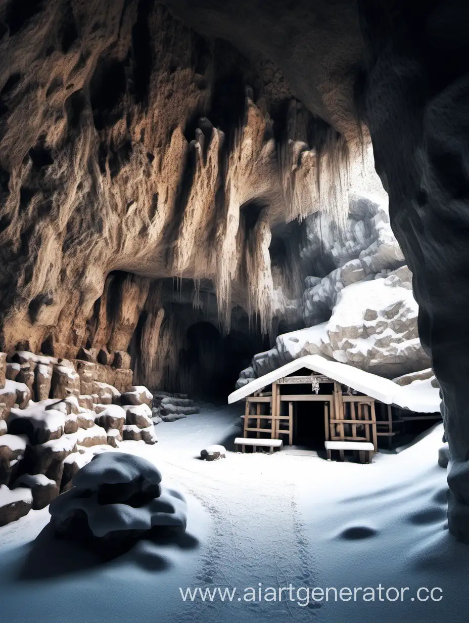 пещера в зимнем стиле, древний стиль