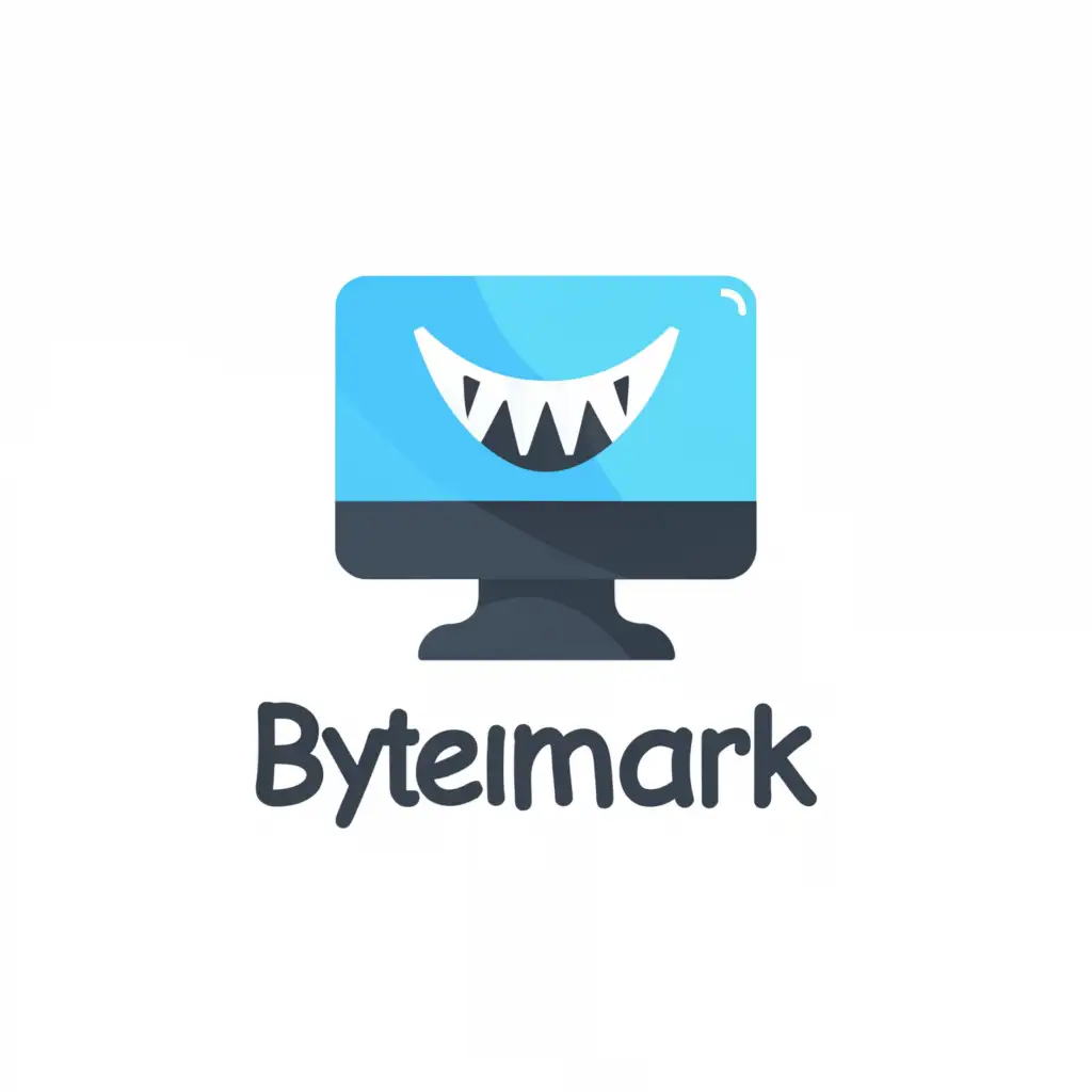 a logo design,with the text "Bytemark", main symbol:biting teeth, mouth with sharp teeth, computer,Minimalistic,be used in Medical Dental industry,clear background