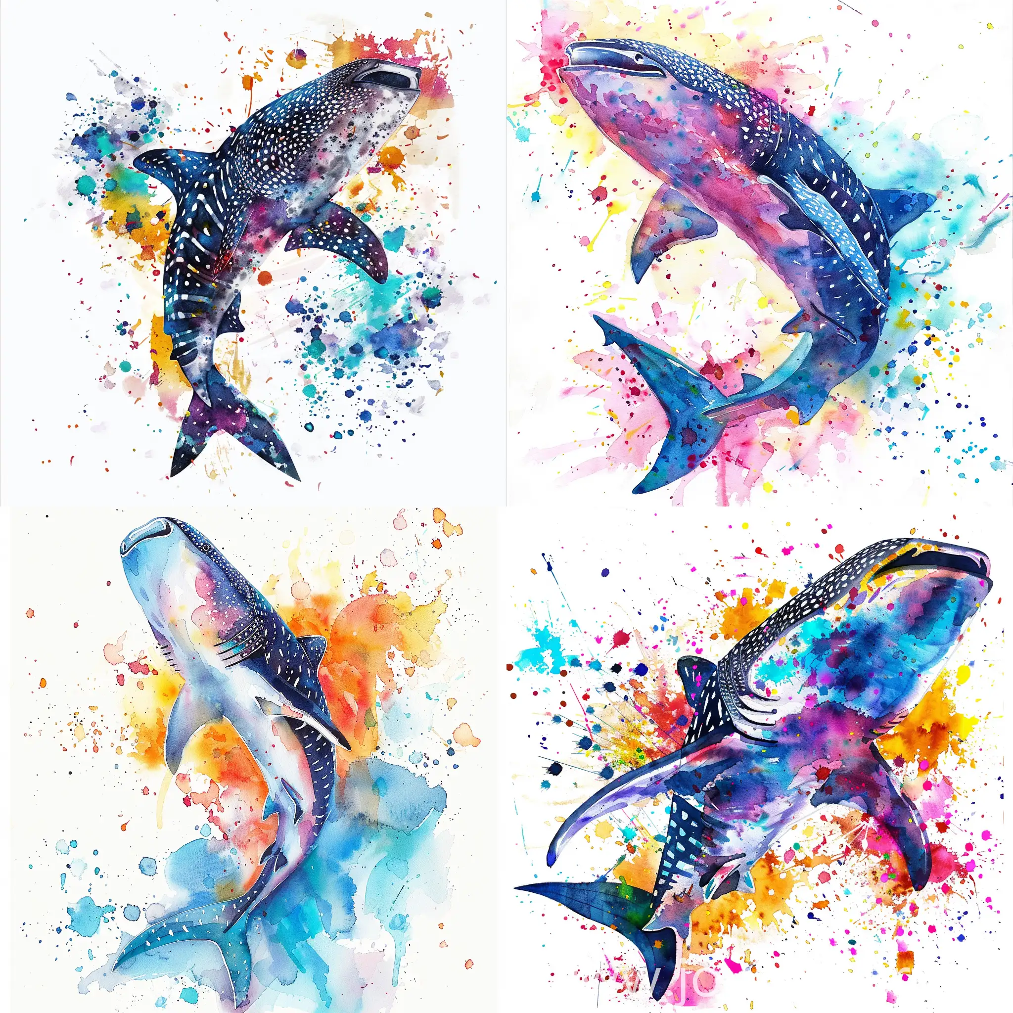 Whale-Shark-Watercolor-Painting-Vibrant-and-Artistic-Marine-Life-Illustration