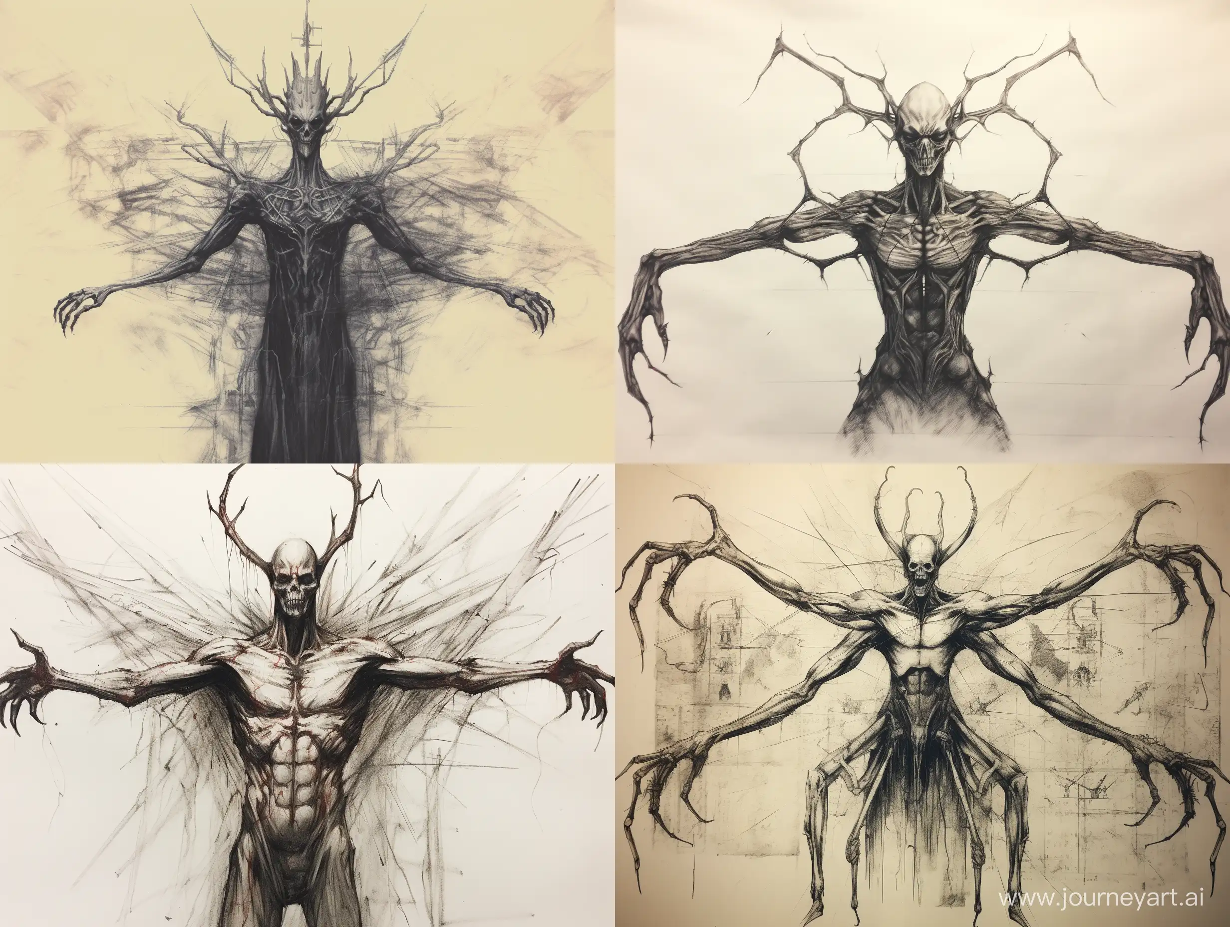 Multilimbed-Tall-Humanoid-Creature-Sketch-Unveiling-a-Mystical-Being-with-Six-Arms