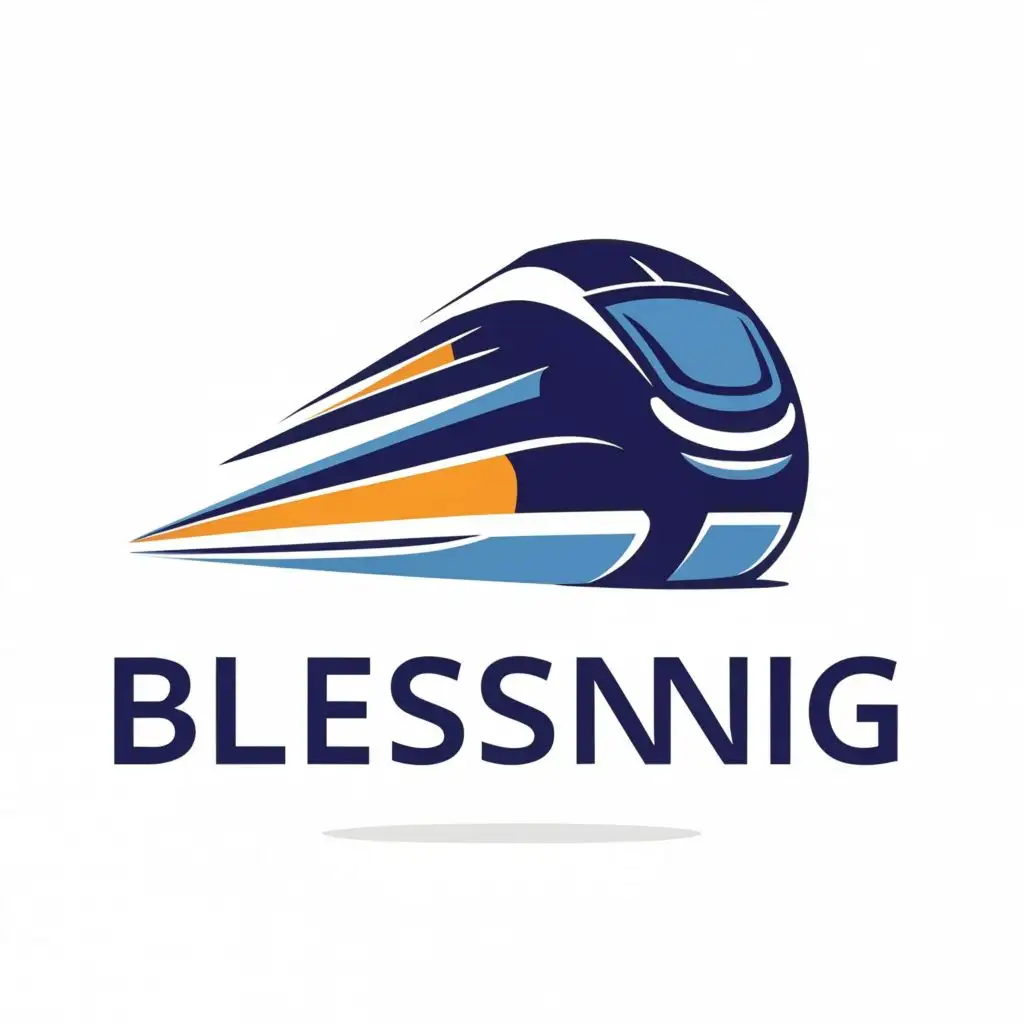 a logo design,with the text "blessing", main symbol:high speed train,Moderate,be used in Technology industry,clear background