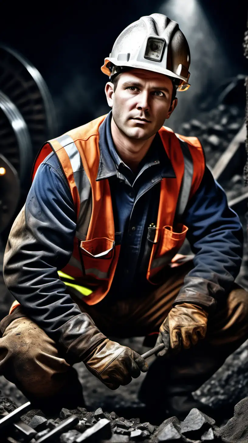 Passionate Miner at Work Authentic HyperRealist Photograph