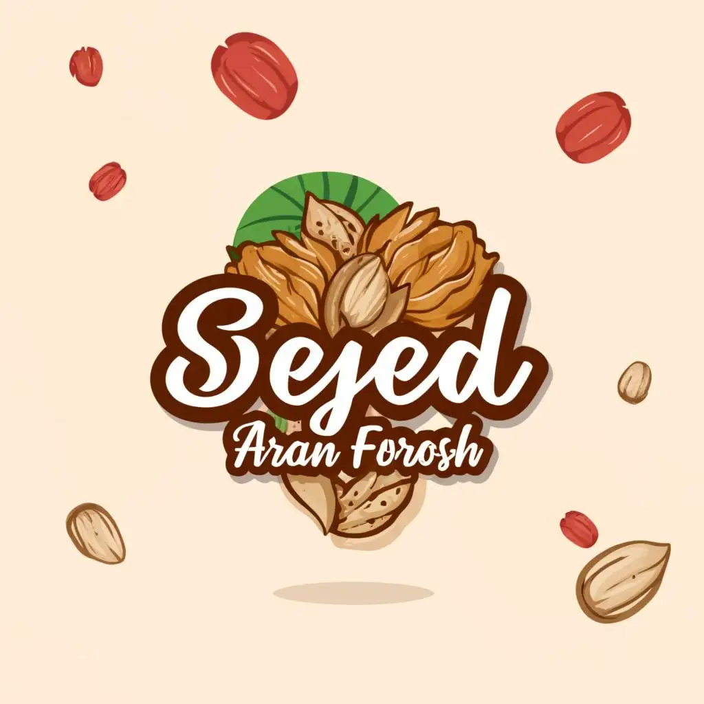 logo, nuts, with the text "Seyed arzan forosh", typography