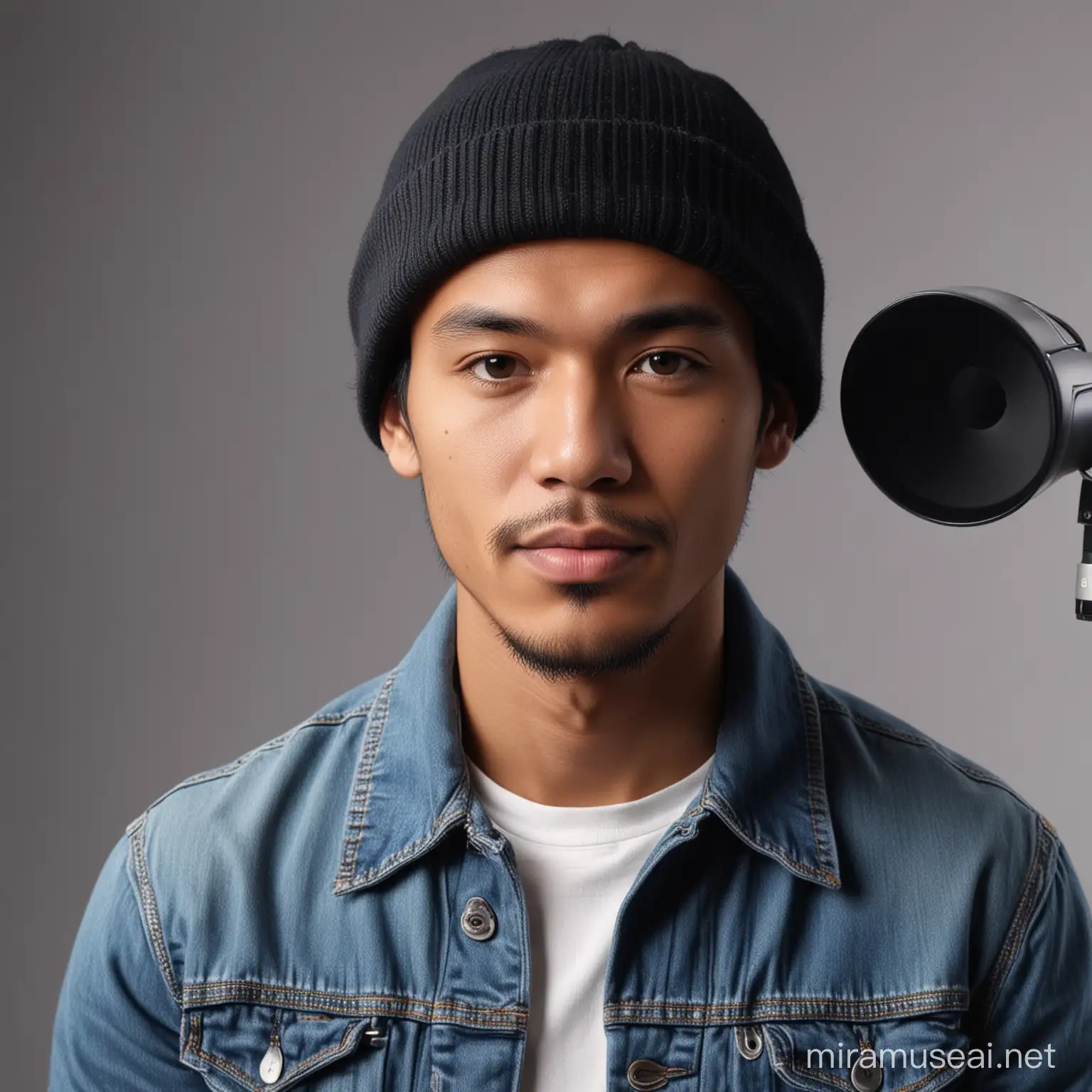 Indonesian Music Producer in Recording Studio Ultra HD 8K Portrait