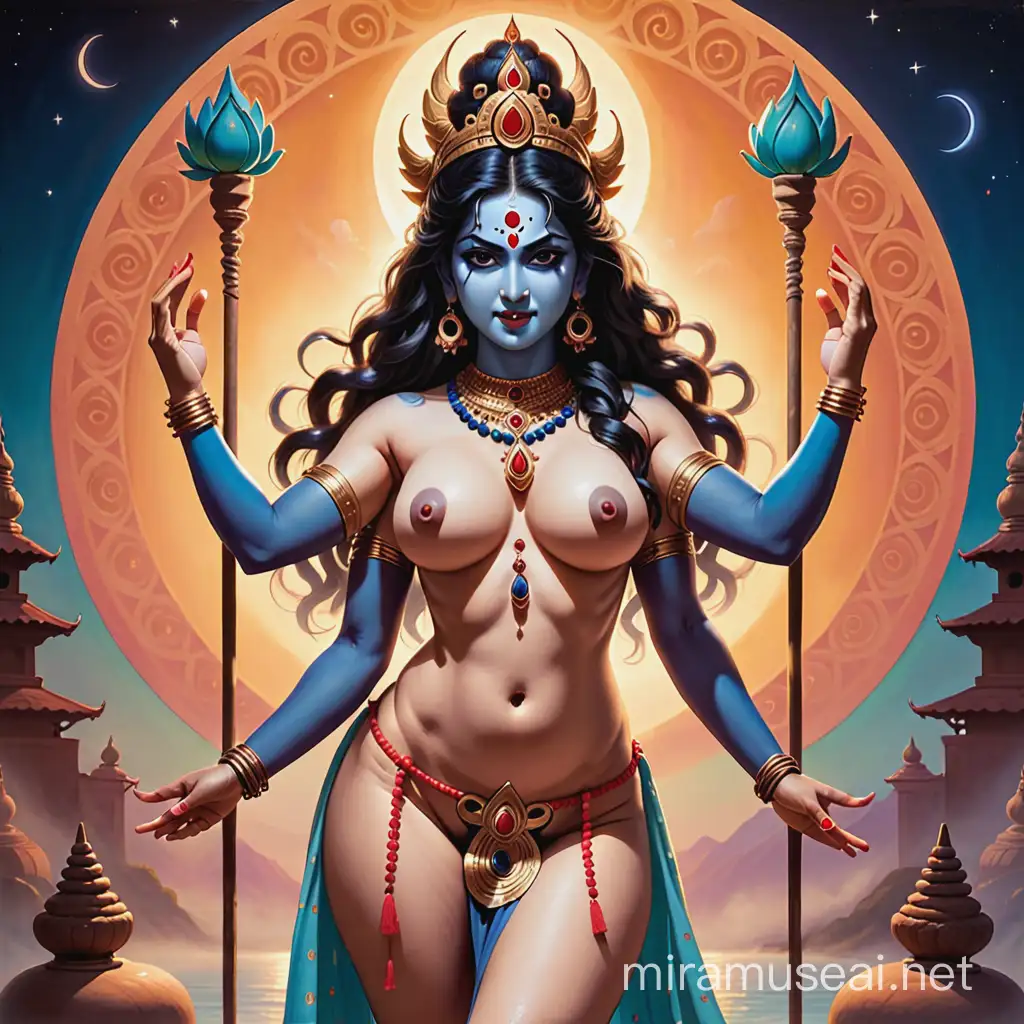 Nude Goddess Kali Embracing Tantric Spirituality