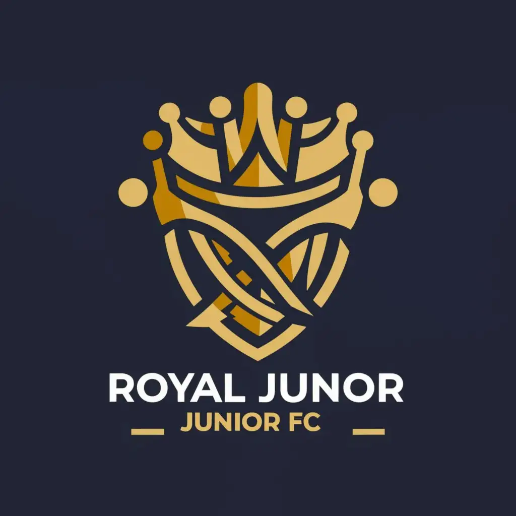 a logo design,with the text "ROYAL JUNIOR FC", main symbol:Kingdom,complex,be used in Sports Fitness industry,clear background