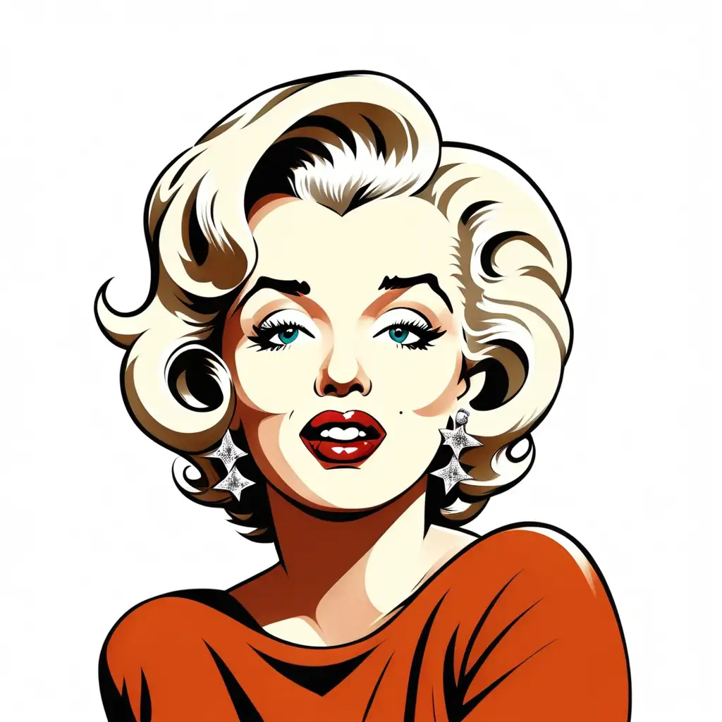 Retro Cartoon Illustration of Marilyn Monroe on White Background