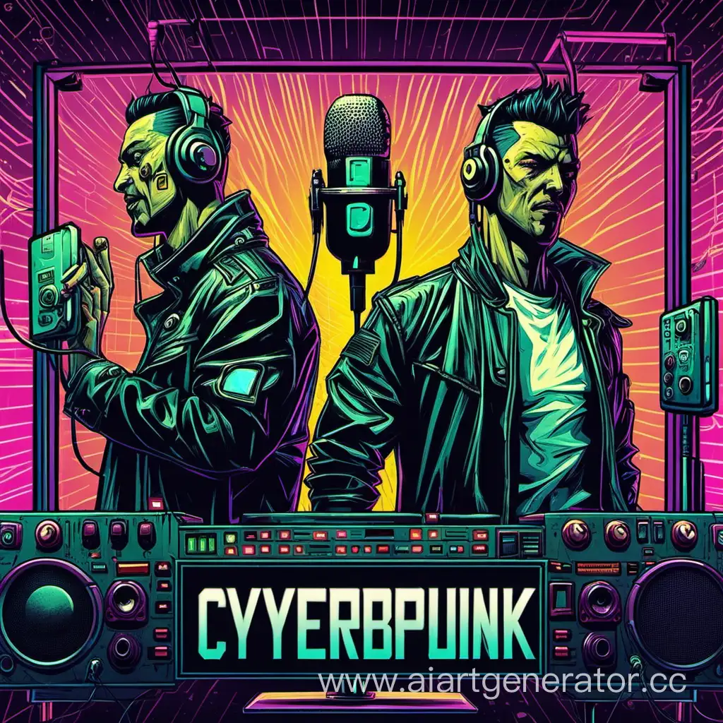 Cyberpunk-Podcast-Two-Men-in-Futuristic-Audio-Recording