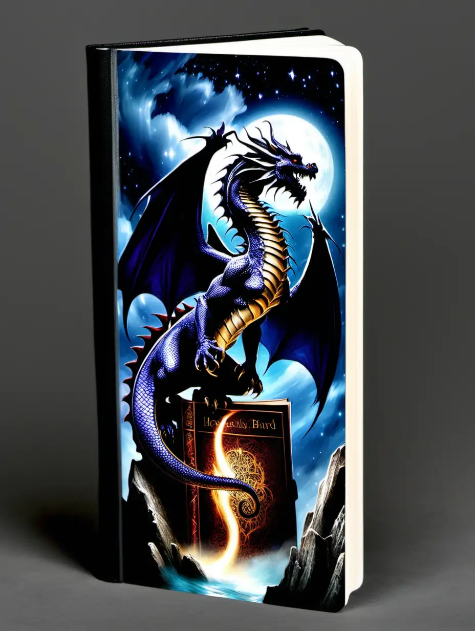 Magical Dragon Realistic Bookmark Enchanting Nighttime Scene in 2x6 inches