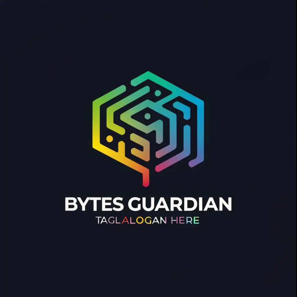 logo, Cube, bytes, and key, with the text "Bytes Guardian", typography, be used in Technology industry