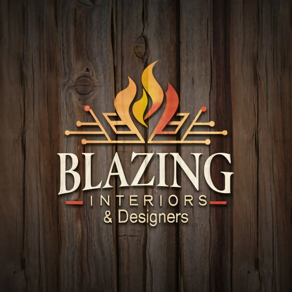 a logo design,with the text "Blazing Interiors & Designers", main symbol:wood,Moderate,be used in Construction industry,clear background