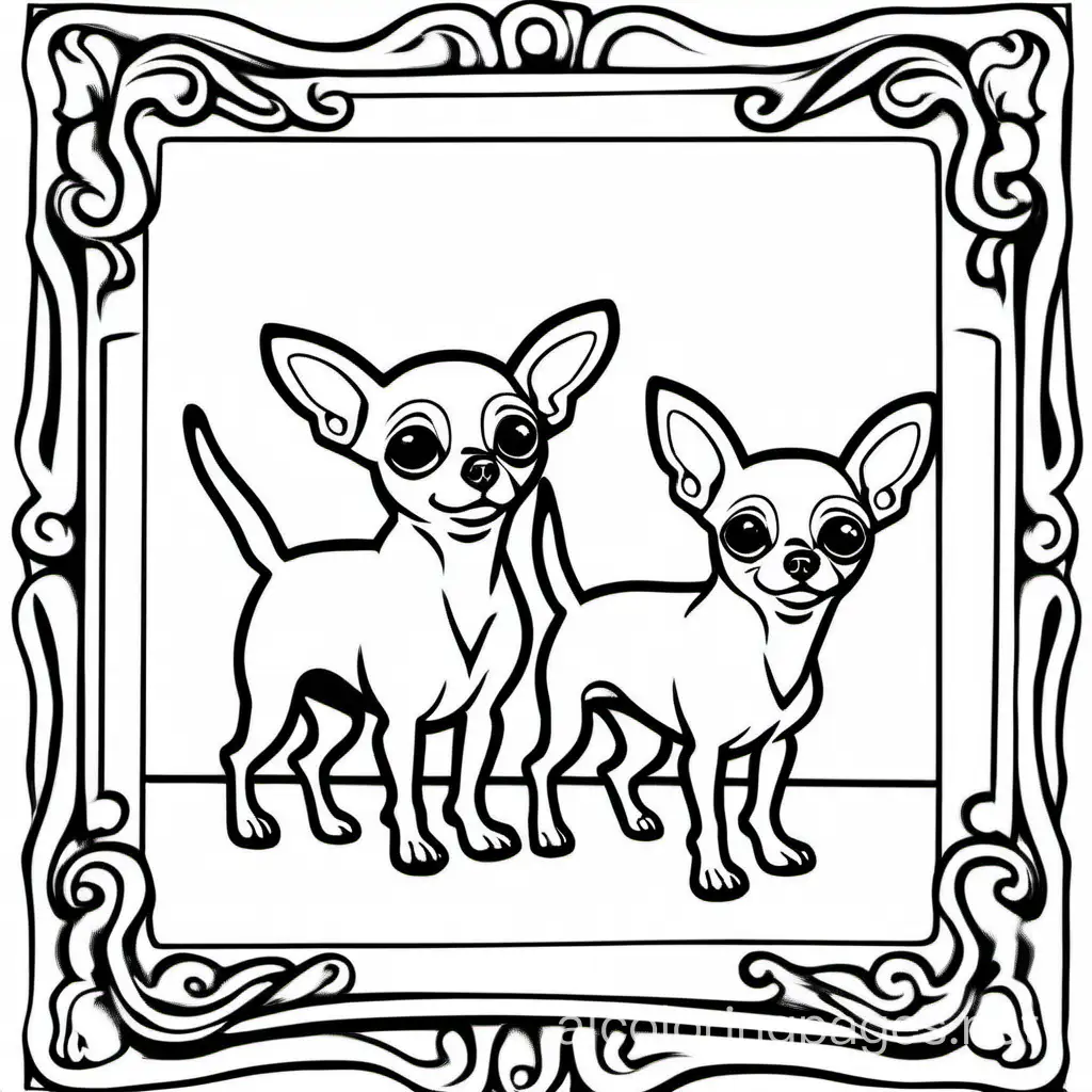 Chihuahua-Reflecting-in-Mirror-Coloring-Page-Black-and-White-Line-Art