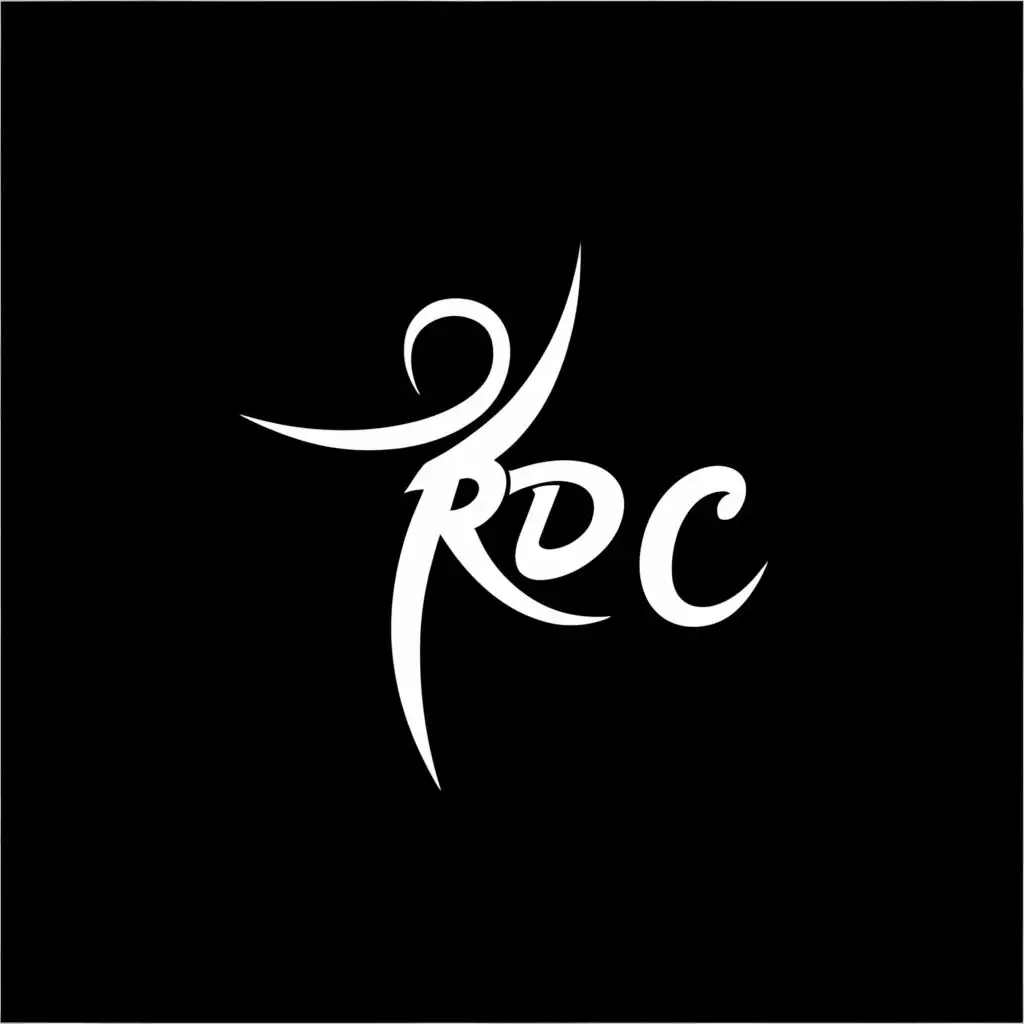 logo, the typography should be in dance style, with the text "RDC", typography, be used in Religious industry