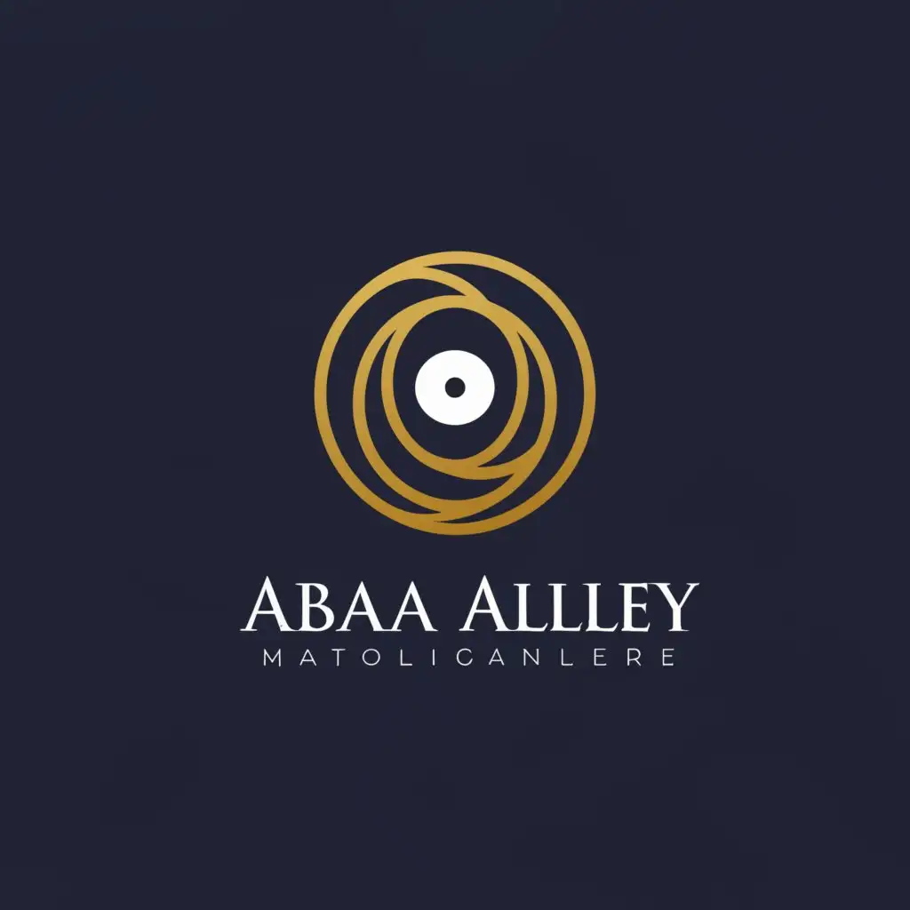 a logo design,with the text "Abaya Alley", main symbol:path and evil eye,Minimalistic,clear background