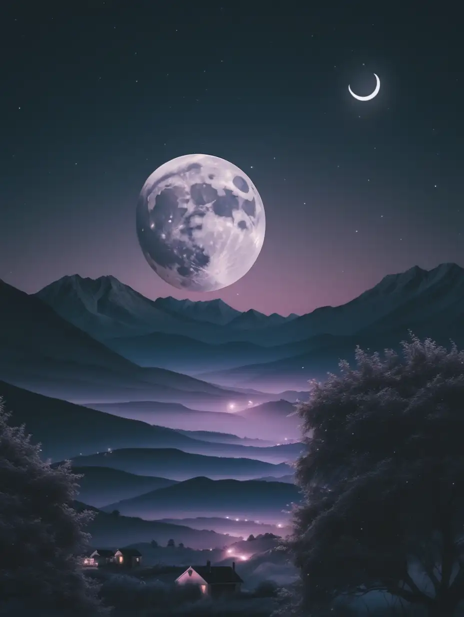 Moonlit Serenity Night Sky Aesthetic Wallpaper