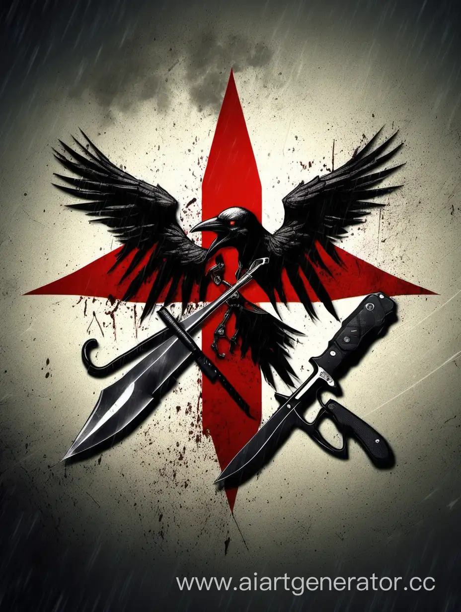 Umbrella-Corporation-Emblem-with-Knives-and-Crow-Dark-and-Menacing-Illustration