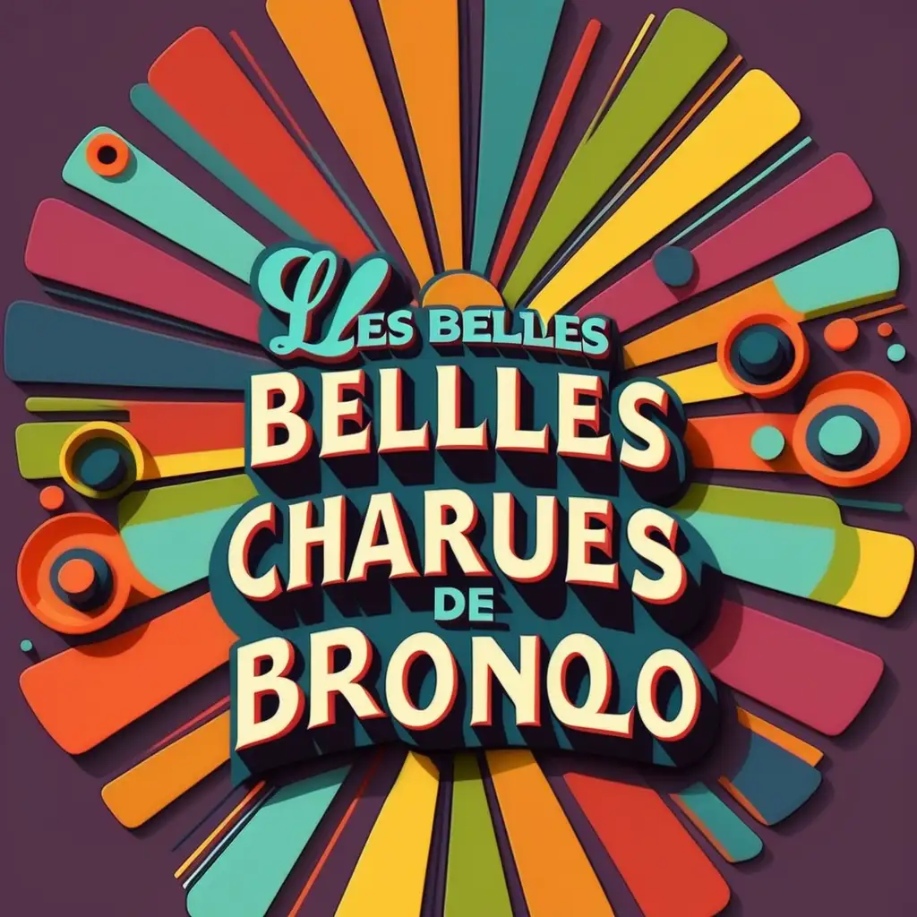 create logo in groovy font saying ; Les Belles Charrues de Bronolo ; multicolor
