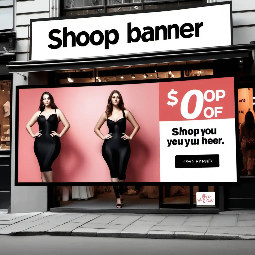 shop banner with curvy women