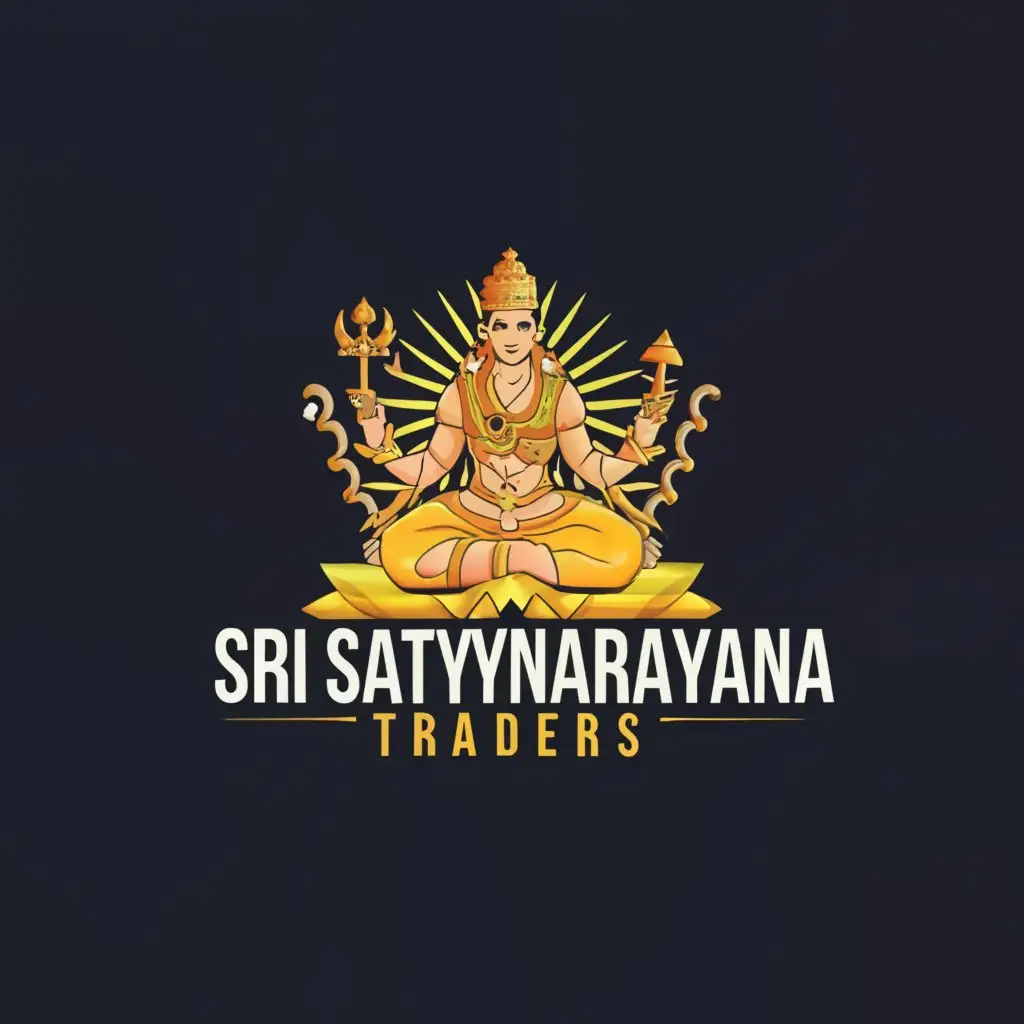 a logo design,with the text "SRI SATYANARAYANA TRADERS", main symbol:LORD VISHNU,Moderate,be used in Construction industry,clear background