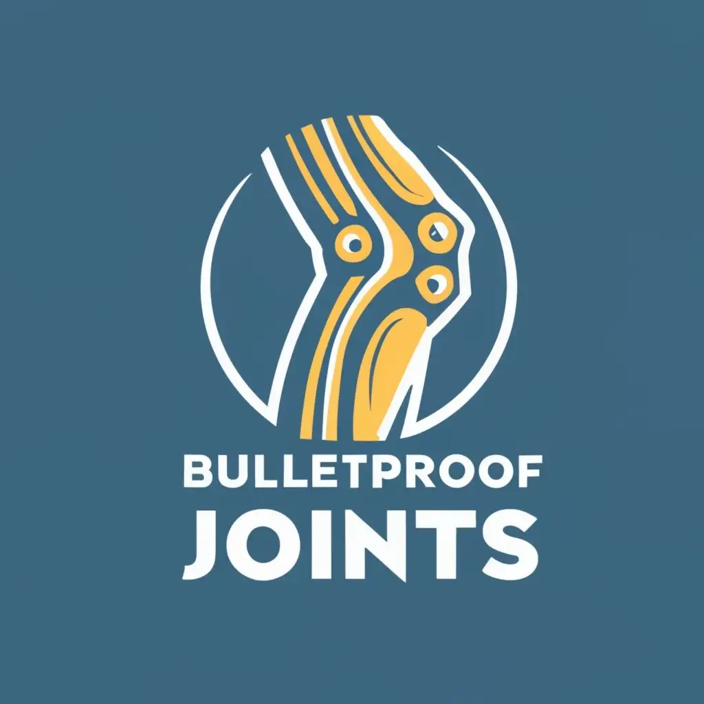 logo, cross section of knee, with the text "bulletproof joints", typography, be used in Sports Fitness industry