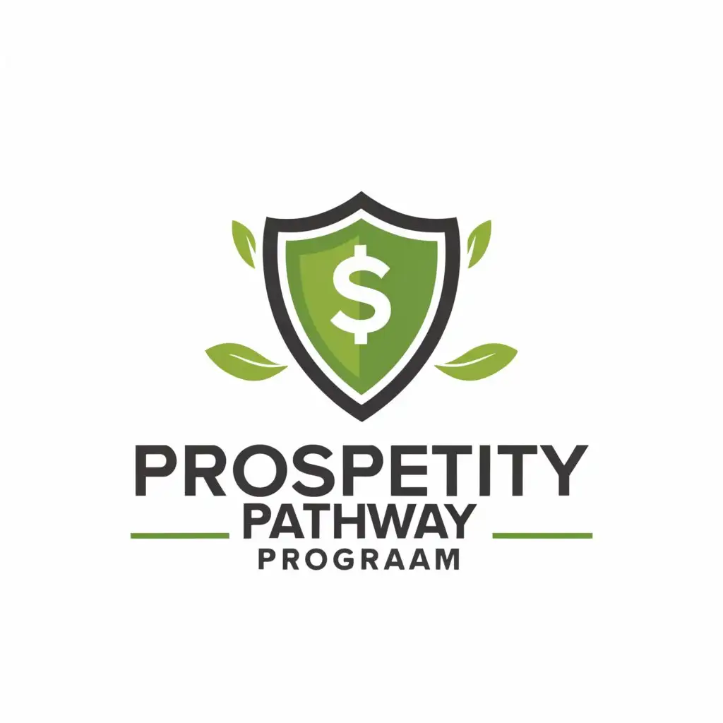 a logo design,with the text "Prosperity Pathway Program", main symbol:Shield with Dollar sign,Moderate,be used in Finance industry,clear background