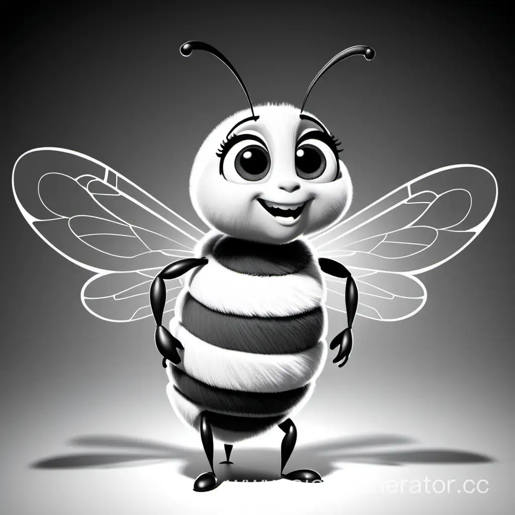 Charming-Black-and-White-Bee-Illustration-in-The-Secret-Life-of-Pets-Style