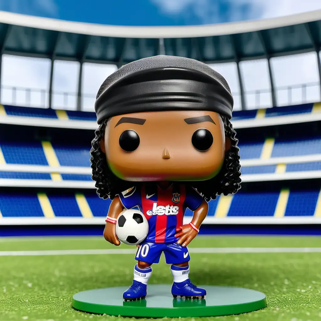 Ronaldinho Funko Pop with Football Stadium Background