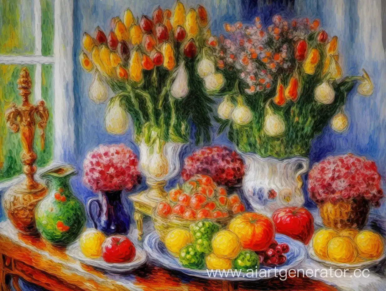 Vibrant-Impressionist-Still-Life-with-Flowers-Fruits-and-Vegetables
