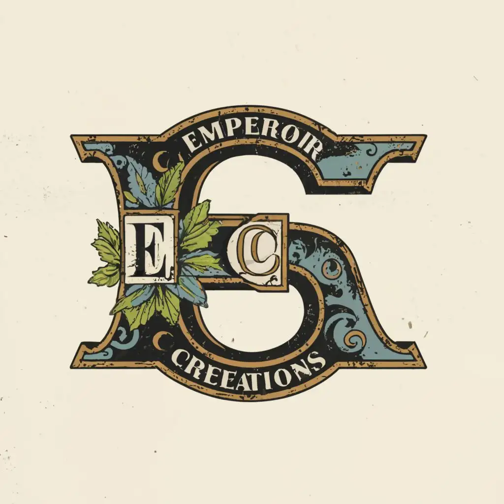 logo, E and c, with the text "Emperor creations", typography