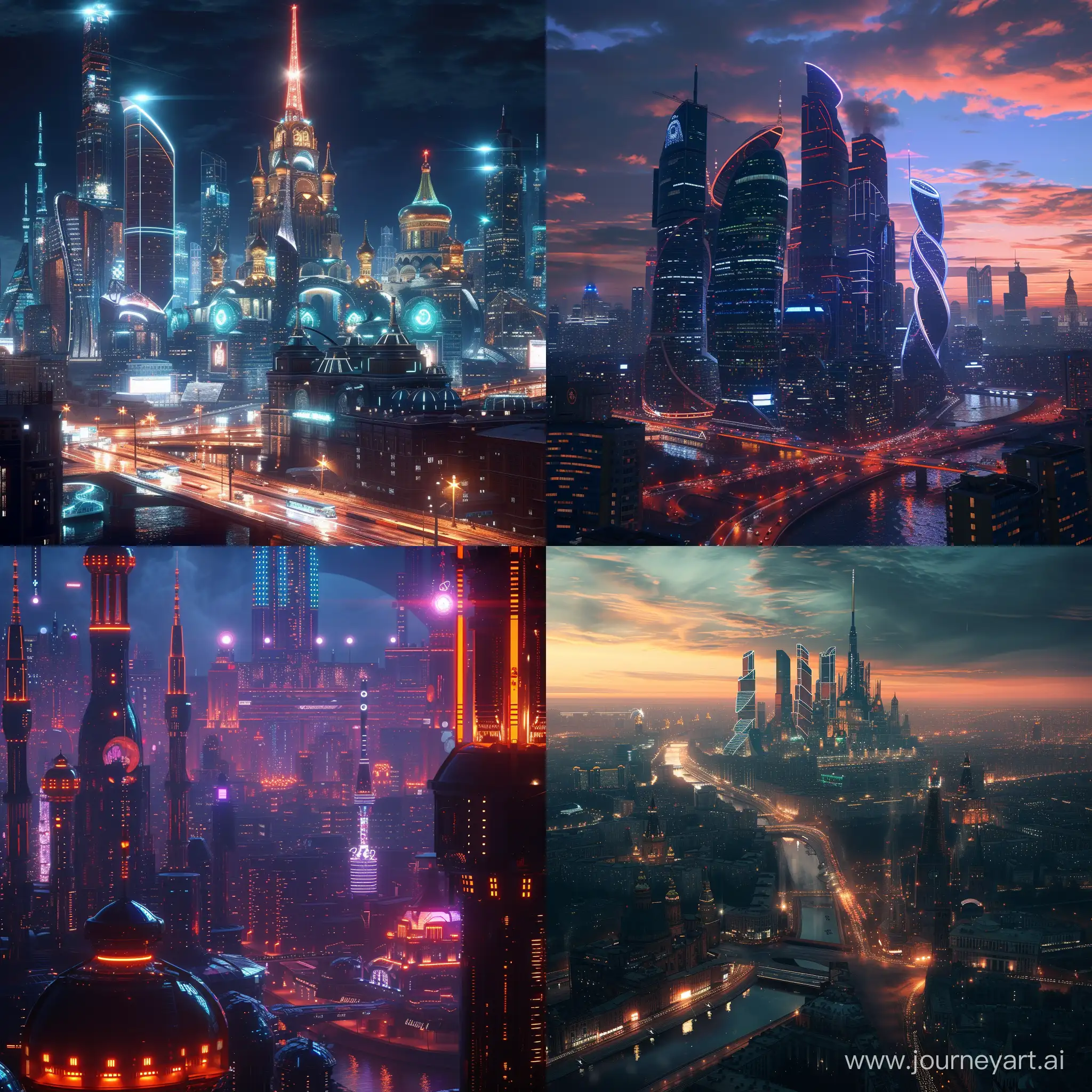 Futuristic Moscow, LED or MicroLED lighting and backlight, in cinematic style