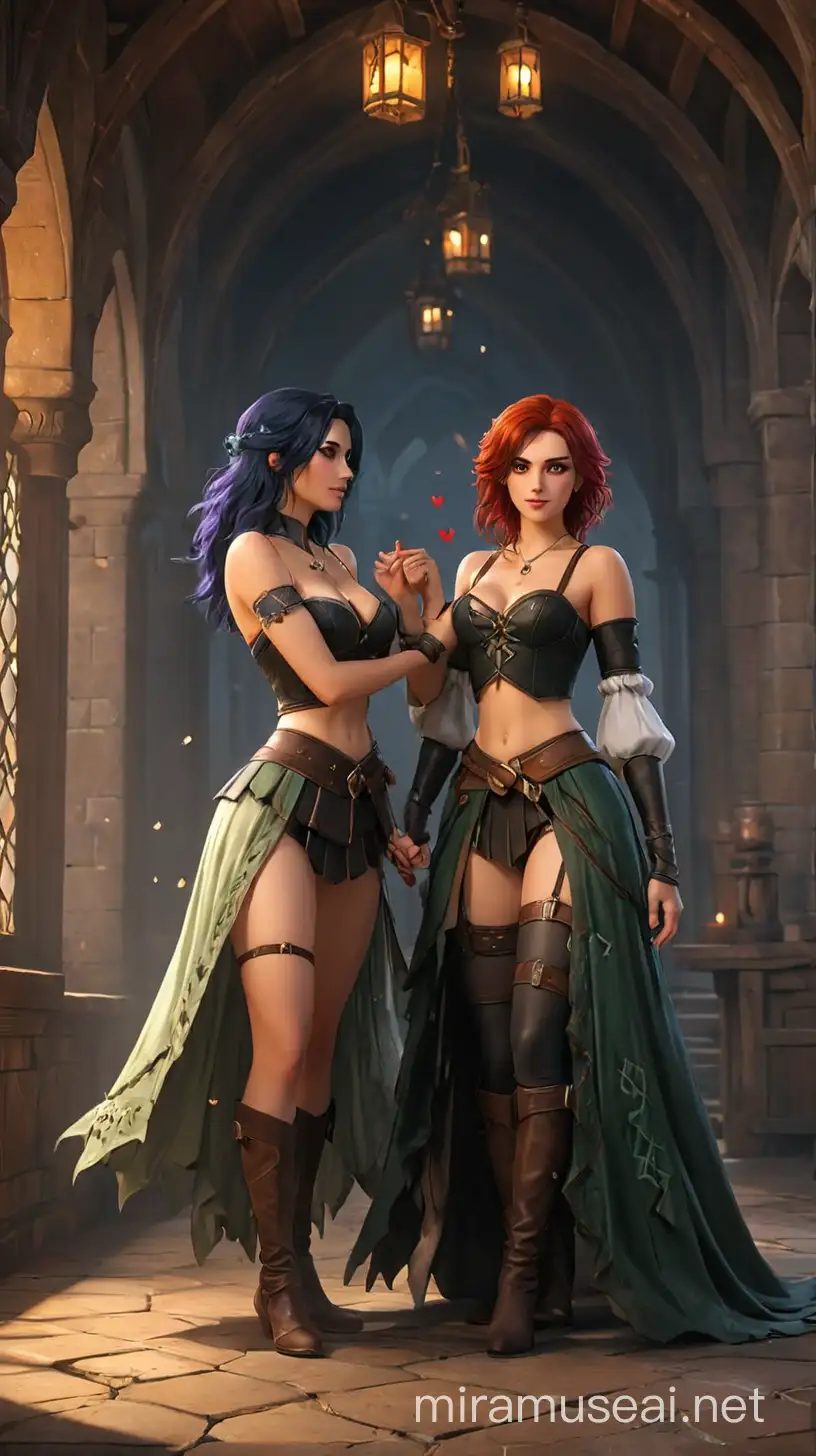 Sexy Yennefer and Triss Merigold in Tutu Heart Pattern Mage Tower Scene