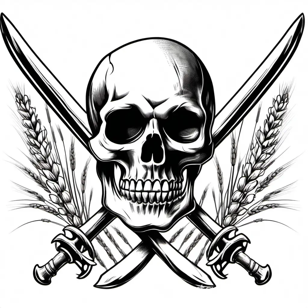 Wheat-Ear-Skull-Jolly-Roger-Black-and-White-Pirate-Art