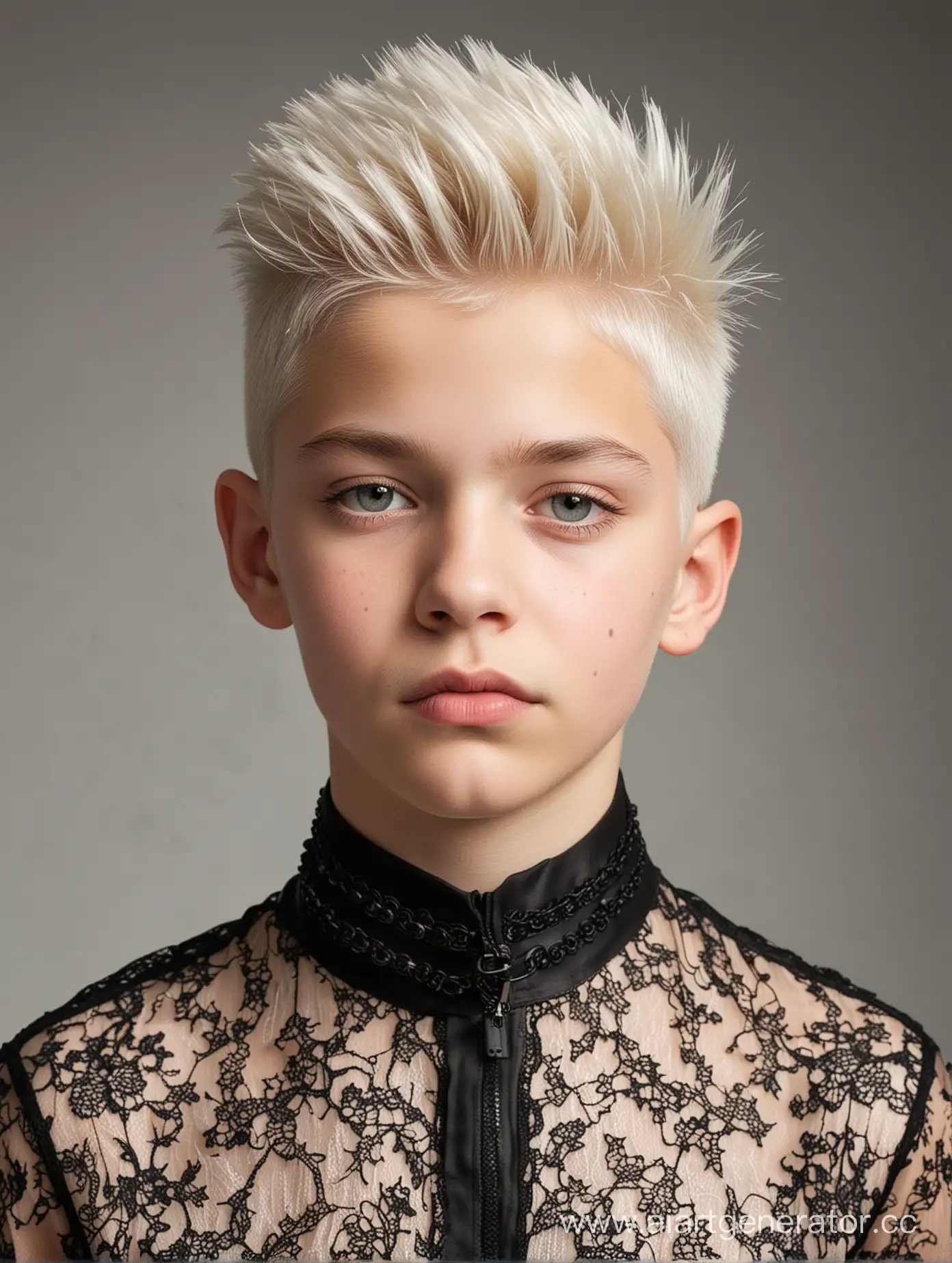 Stylish-12YearOld-Boy-in-Modern-Lace-Jumpsuit-with-Spiked-Collar