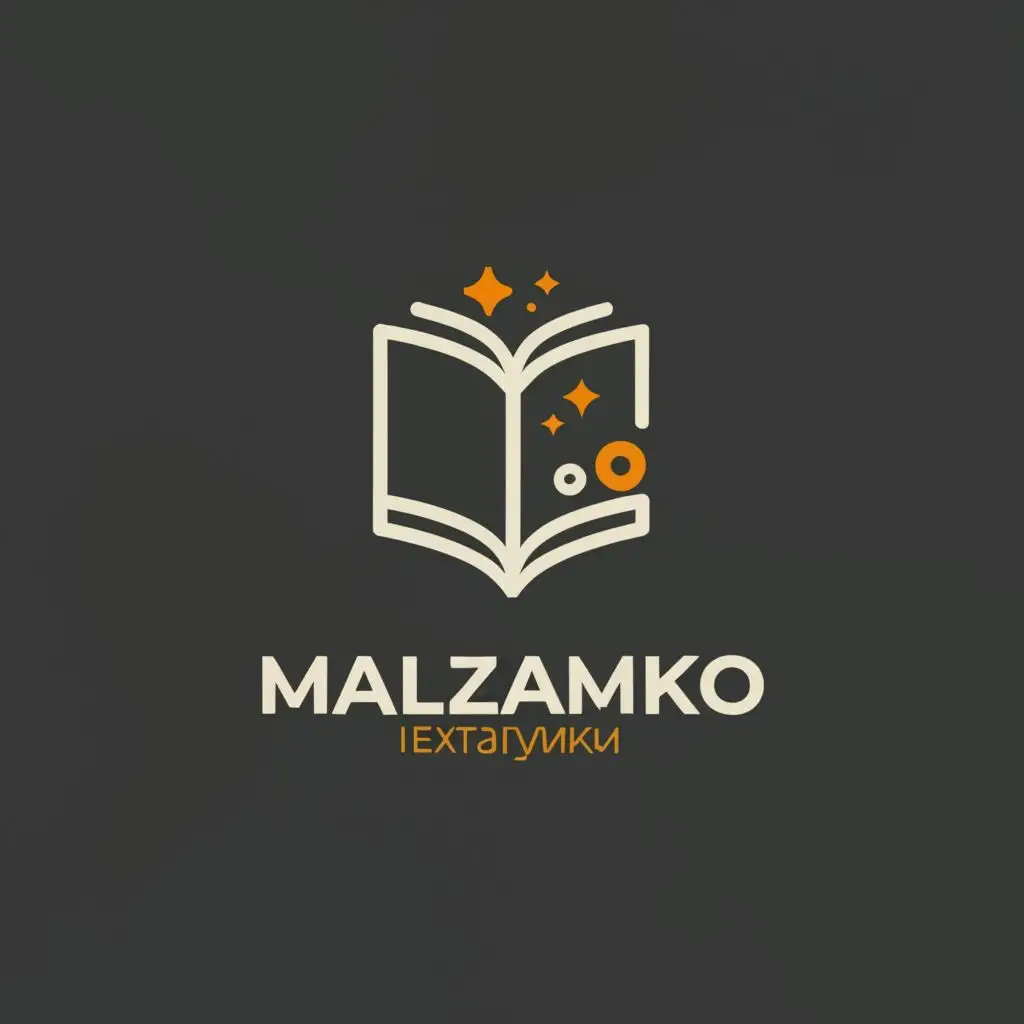 logo, a book, with the text "Malzamtko", typography, be used in Education industry