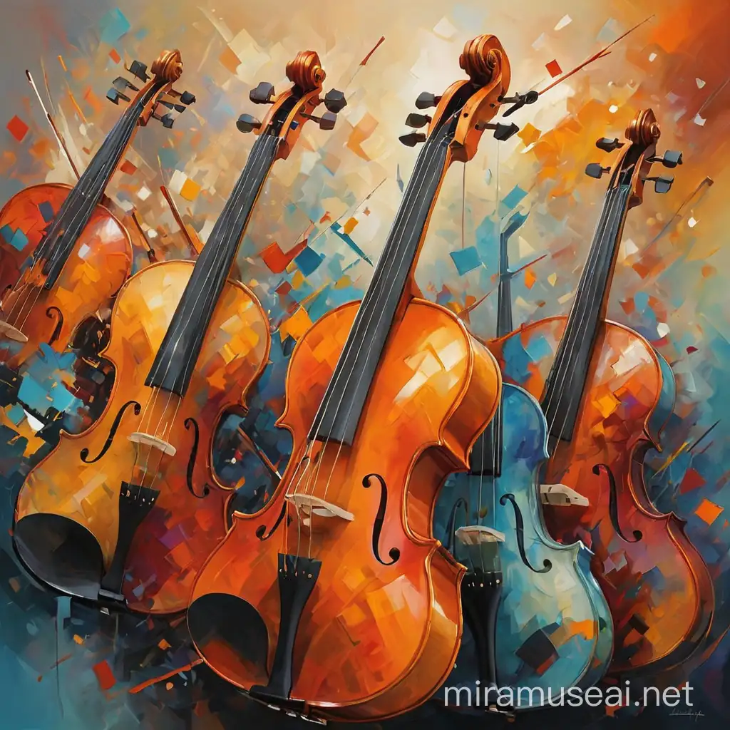 Colorful Abstract Violins in Harmonious Symphony