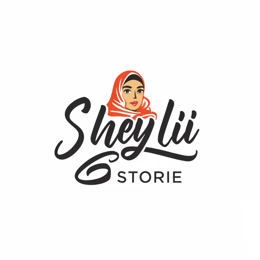 a logo design,with the text "Sheyli.store", main symbol:Hijab Shayla Scarf,Moderate,clear background