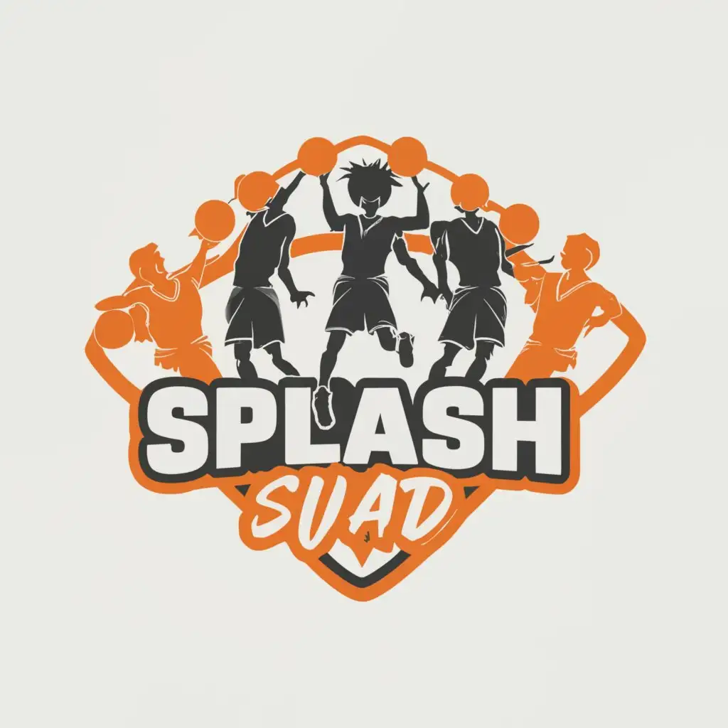 a logo design,with the text "splash squad", main symbol:realistic photo of a basketball team,Minimalistic,be used in Sports Fitness industry,clear background