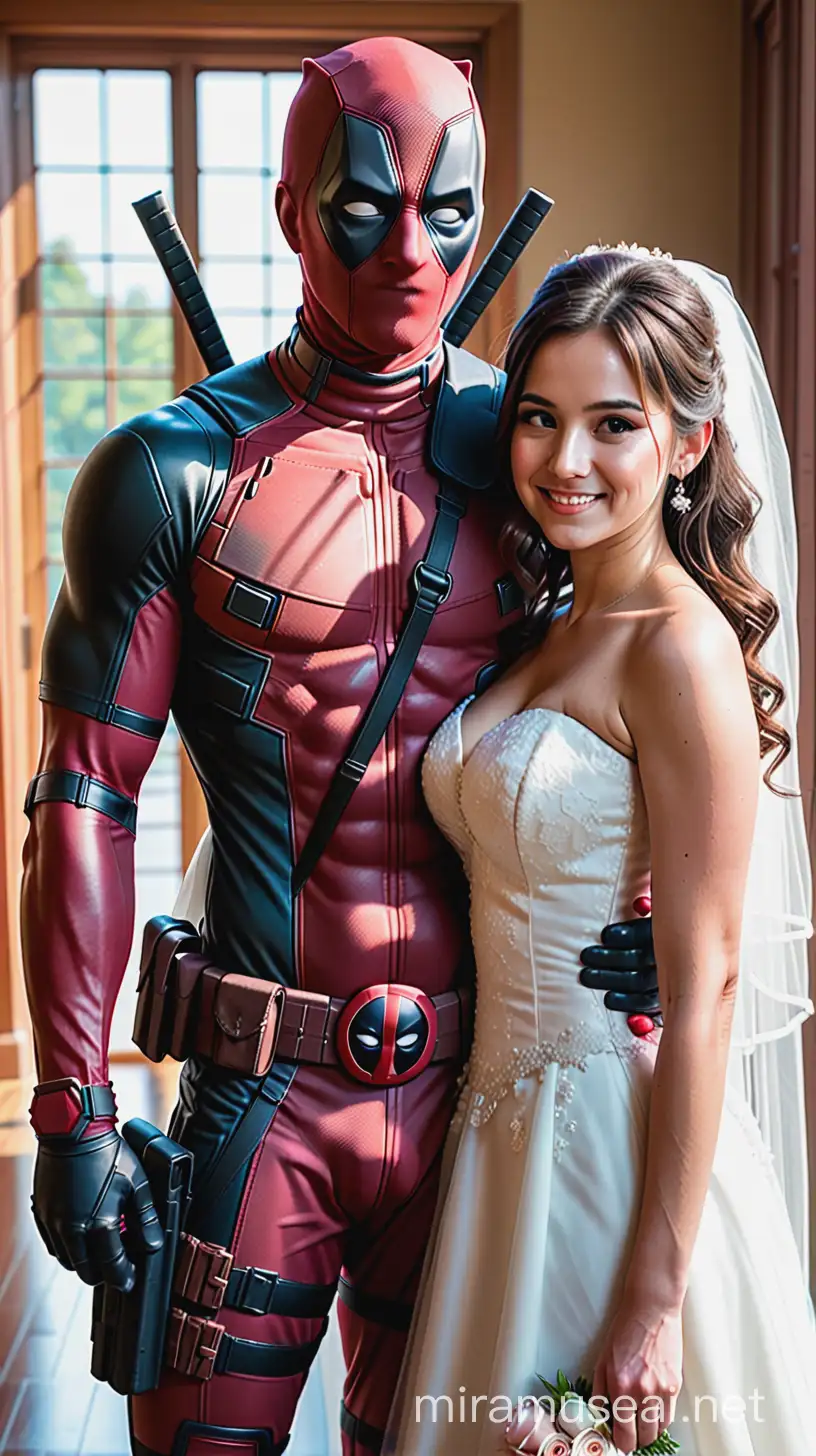 Deadpool and Bride in Chaotic Wedding Bliss