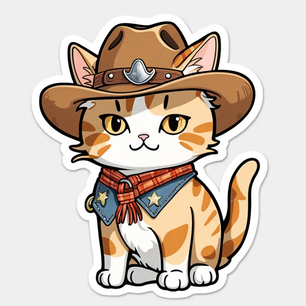 kawaii cat cowboy sticker

